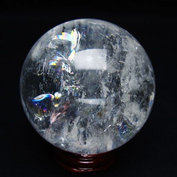 水晶 丸玉 虹入り 62mm スフィア 置物 水晶玉 一点物 151-8765