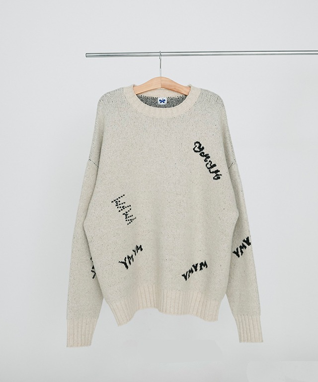 YM-018｜YMYM Graffiti Loose Knit｜White