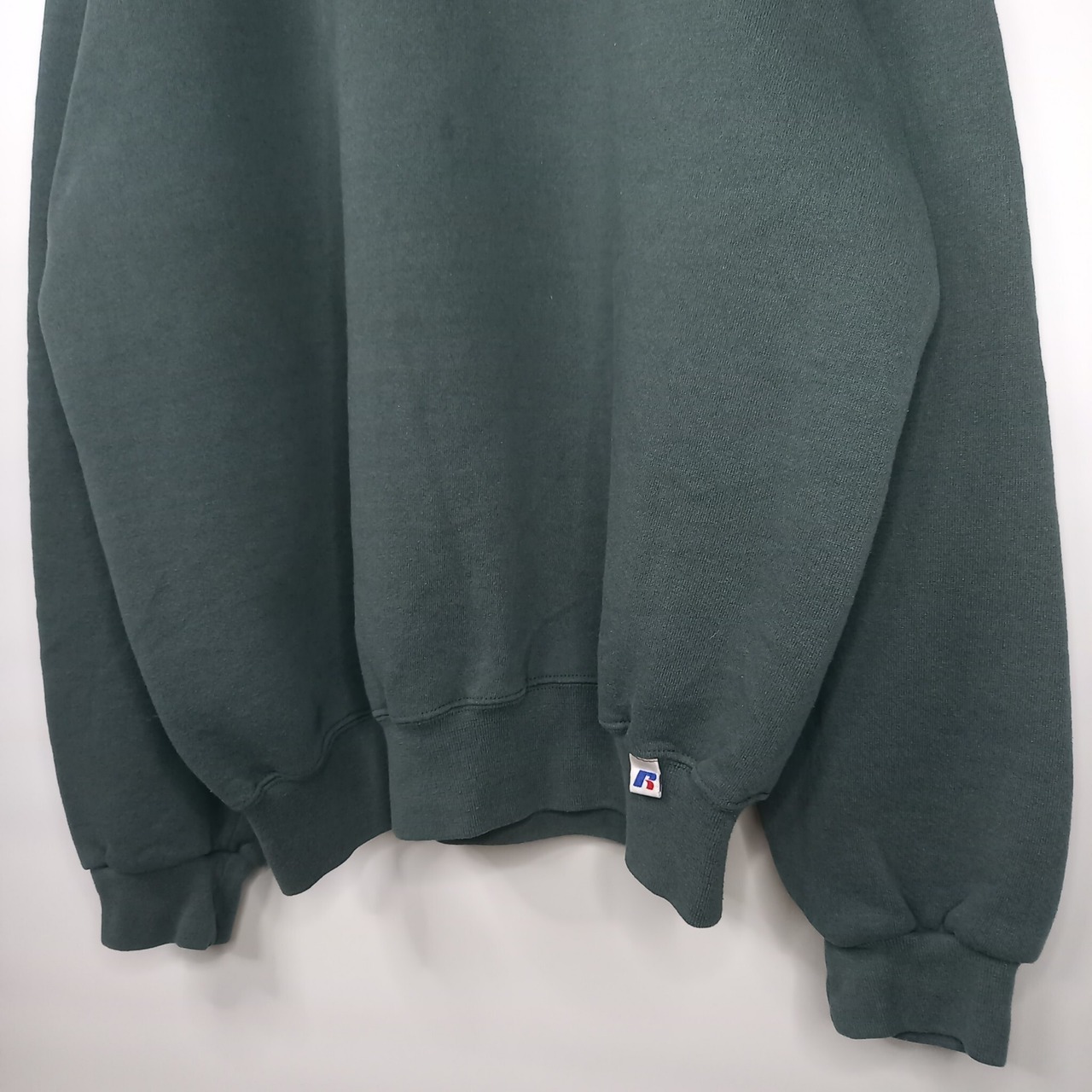 90s　メキシコ製　ラッセル　スウェット　トレーナー　ガゼット　無地　グリーン　カーキ　XL