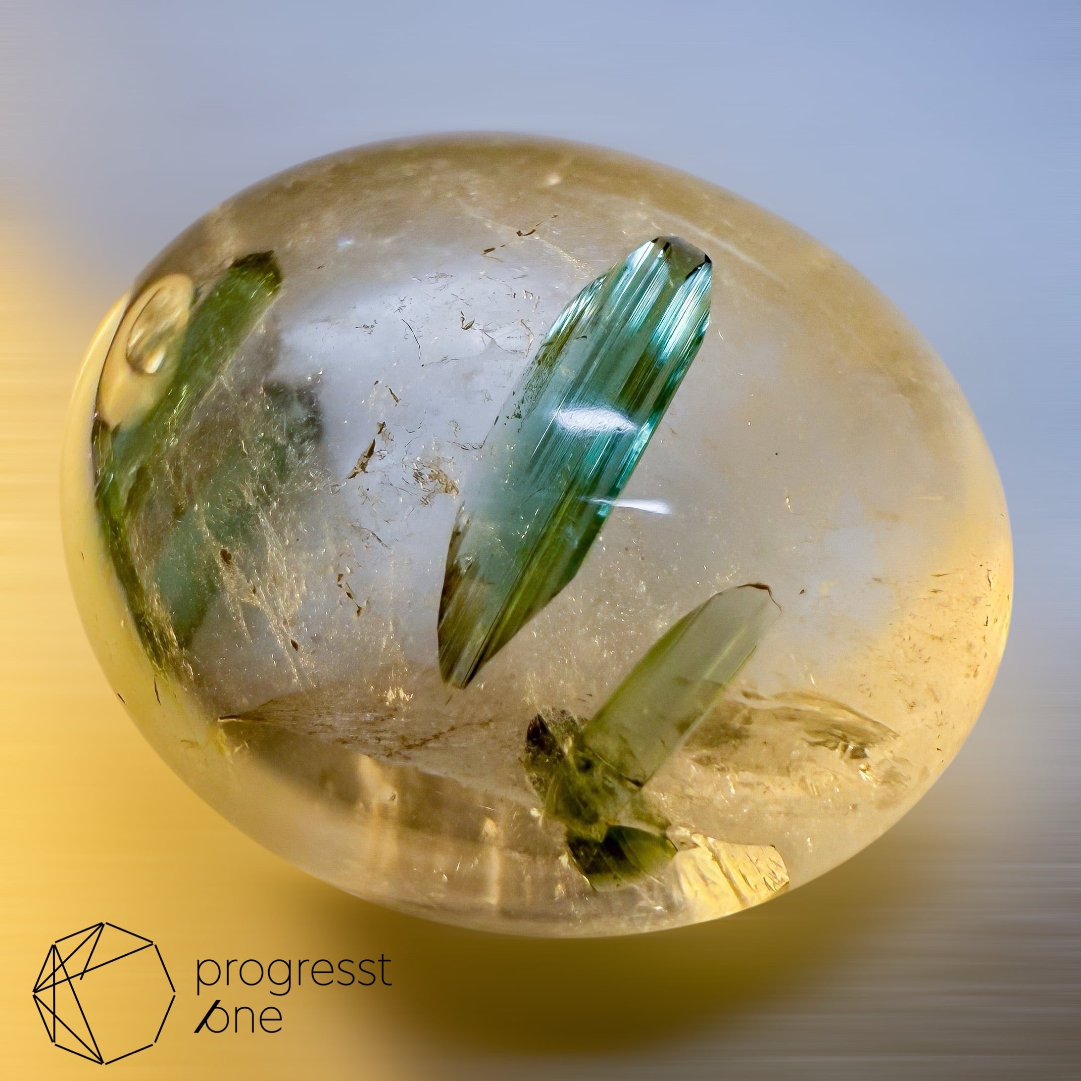 グリーントルマリン入りシトリンポイント グリーントルマリンインクォーツ13.11ct | progresstone