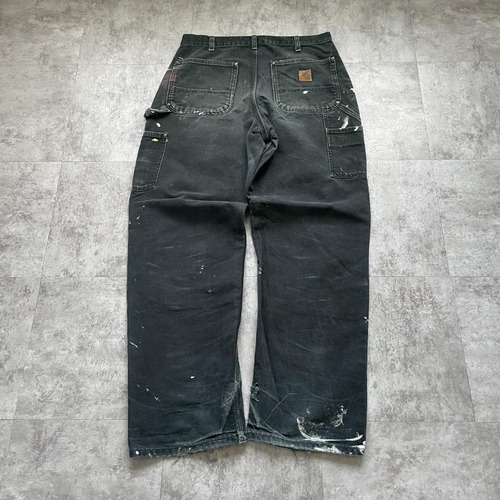 USA生地 ブラック ダブルニー Carhartt B136 BLK 32×32 詳細写真4