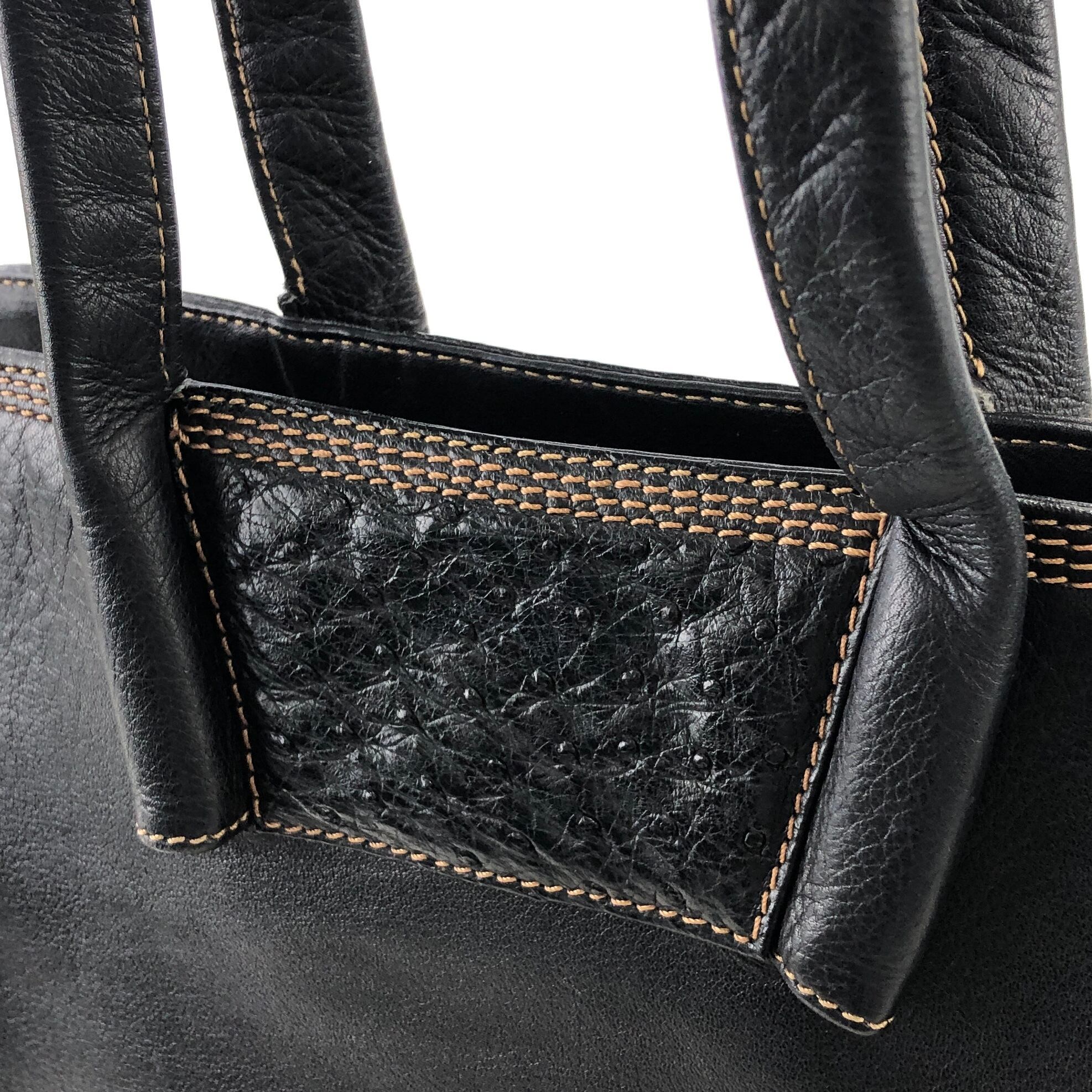LOEWE ロエベ ロゴ コンビレザー オーストリッチ ステッチ ショルダー