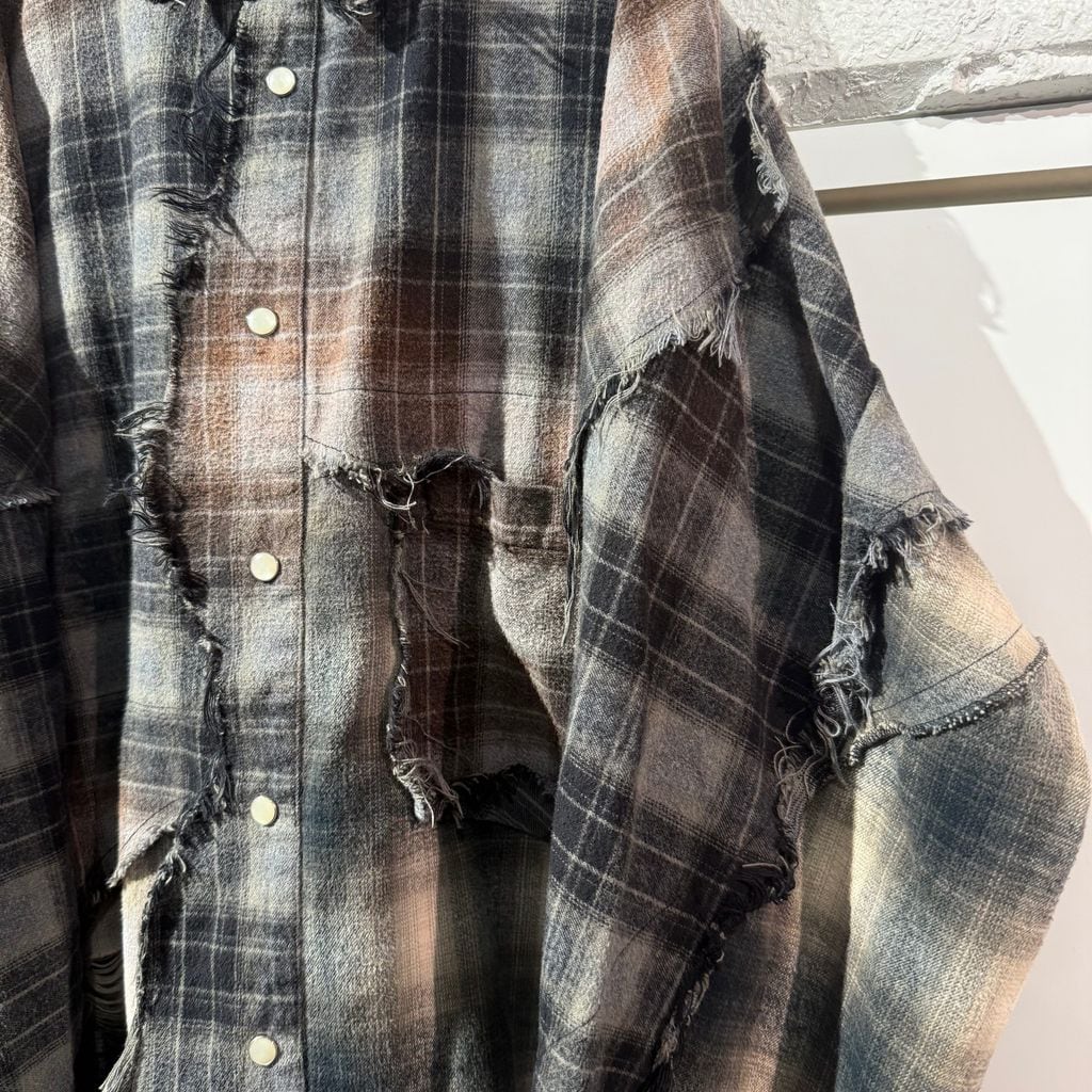 KHOKI コッキ 25AW Vintage-effect checked shirt ヴィンテージ加工