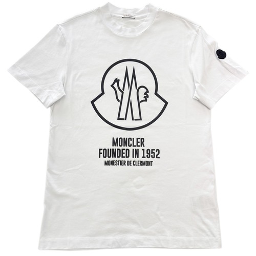 【 中古 】 モンクレール Moncler Tシャツ メンズ 半袖 ビッグロゴプリント S ホワイト ブラック H10918C00029