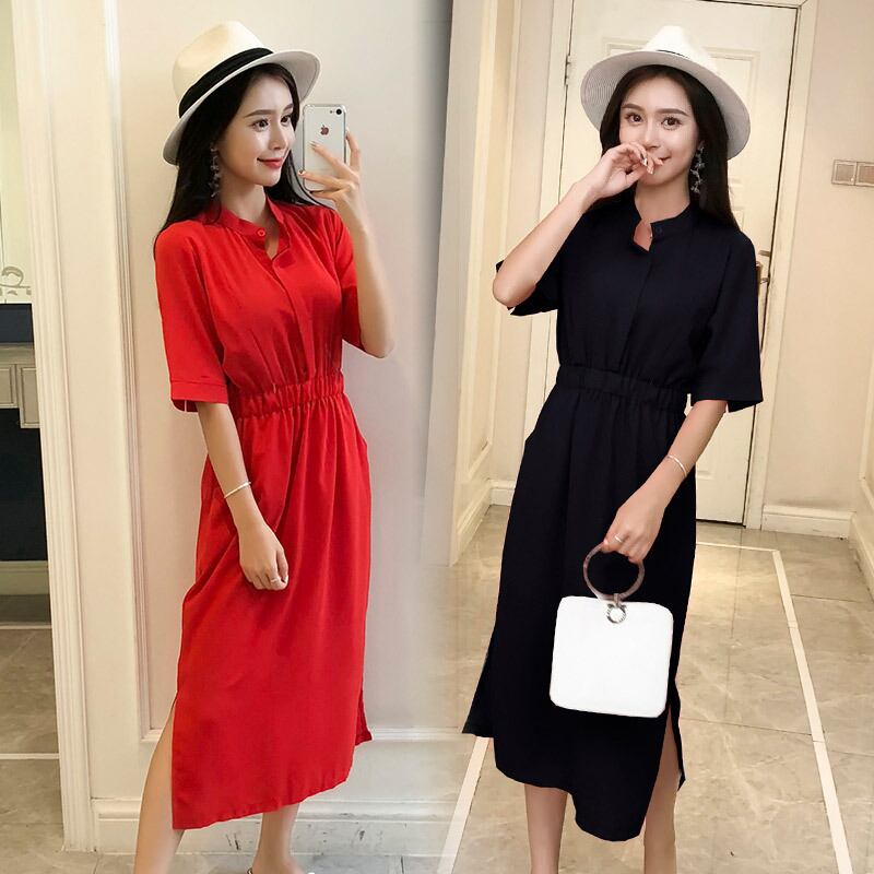 【新作】【送料無料】 マタニティシフォン母乳育児ドレス2019春と夏の半袖ルーズシフォン服マザーナーシングスリムドレス スプリング 春物 サマー 夏物 AL expec377846458347