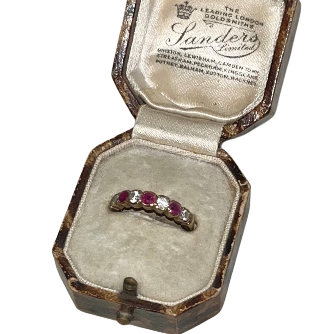 vintage 9ct gold ruby&paste band ring