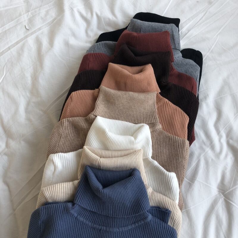 セーター オータムウィンタースタイルブラックスリムニットシャツ トップス ロング 秋物 冬物 YY-ファッション16791888902