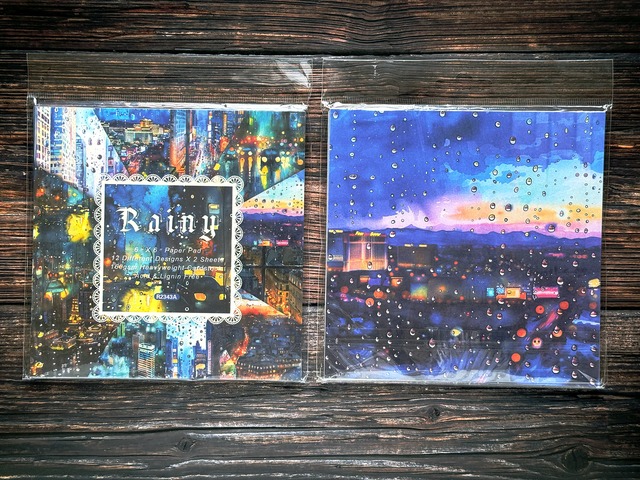 雨降る都会のデザインペーパー　12種24枚入り　Rainy　R2343A[PC-38p]