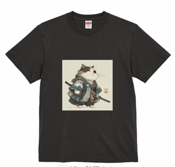 波斬り仁義の猫侍 Tシャツ 半袖 /Wave-Slashing Cat Samurai T-Shirt