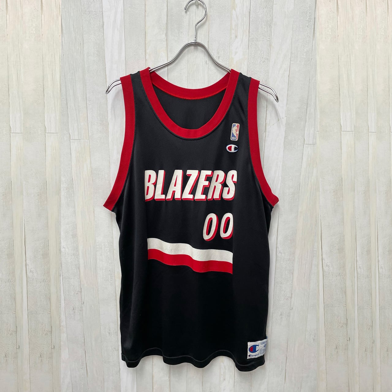 古着 送料無料 NBA  90’ ブレイザーズ ダックワース ゲームシャツ チャンピオン ブラック　バスケットウェア