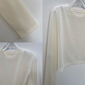 crew neck tulle sheer short tops/offwhite