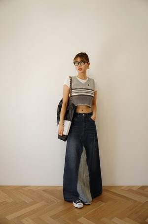 バイカラーデニムスカート