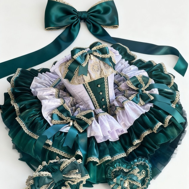 アイドル衣装｜グリーンフリルのステージドレス 生誕祭・ライブ衣装