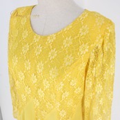 社交ダンス 衣装 スタンダード ドレス ワンピース レッスンウェア パーティドレス lovely dancing レディース イエロー系 花柄 黄色 レース 長袖 日本製 ひざ丈 ドレスワンピース フラワーレース 襟なし 長袖ドレス ラウンドネック Aライン フレアスカート 透け感 きれいめ フォーマル お呼ばれ ダンス衣装 演奏会 発表会 ポリエステル ファスナー デイリー ドレス 秋冬 デモンストレーション マキシ丈風 タンゴ ワルツ 衣装 黒髪映え 爽やかカラー 華やか 黄色ドレス レッスン用