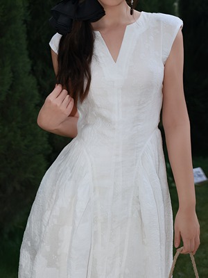 Sleeveless v-neck long dress【H00068】