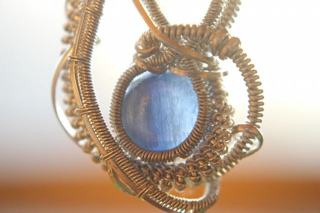 Labradorite & Kyanite silver925 wirewrapping pendant