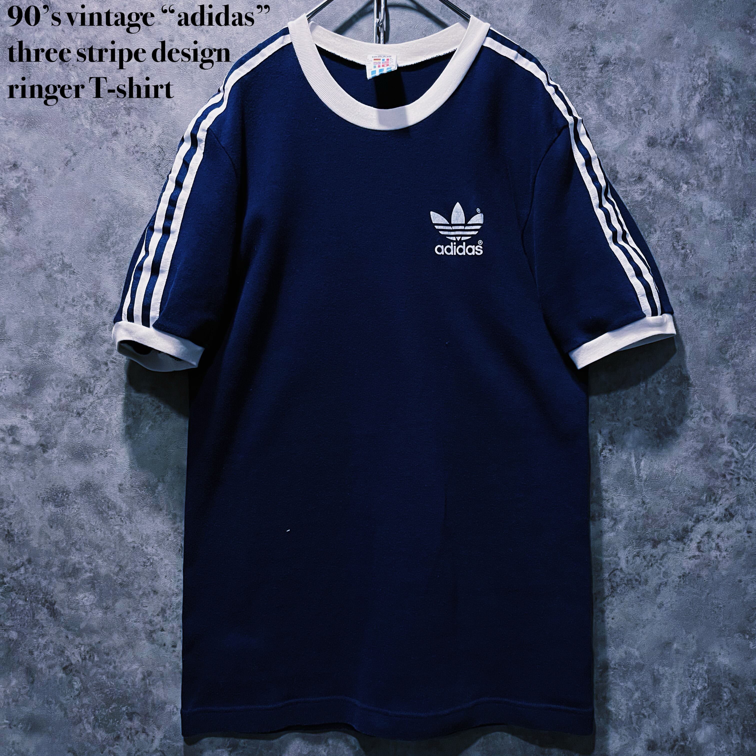 【doppio】90’s vintage “adidas” three stripe design ringer T-shirt