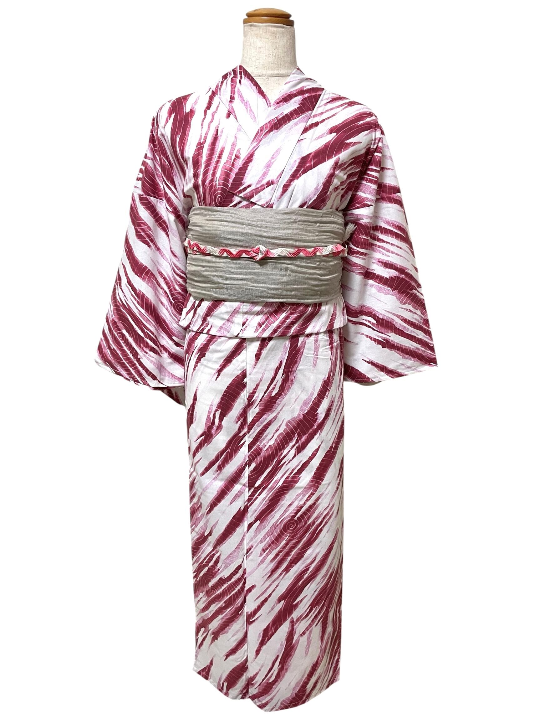 斜め縞渦柄浴衣 コーデセット【身丈165㎝】