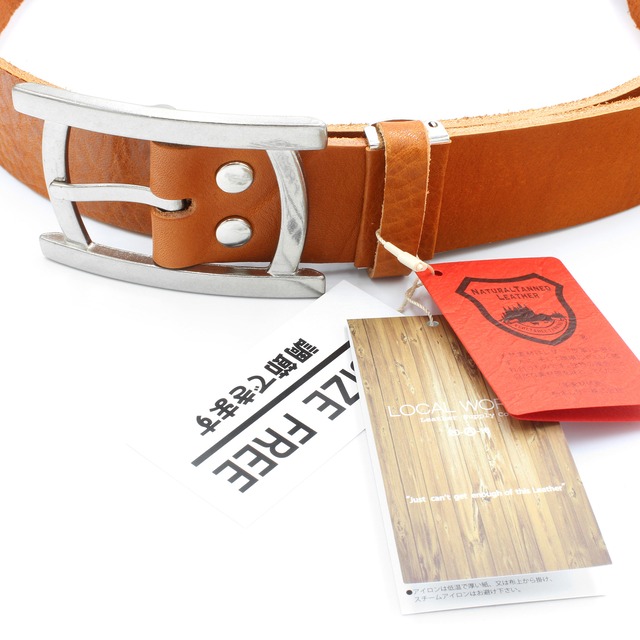 LOCAL WORKS　栃木レザーベルト　067L　”バケッタレザー”使用　ラダーバックルベルト　帯幅4㎝　男女兼用　バックル交換可能　長さ調整可　レザーベルト　革ベルト　ベルト　シュリンク加工