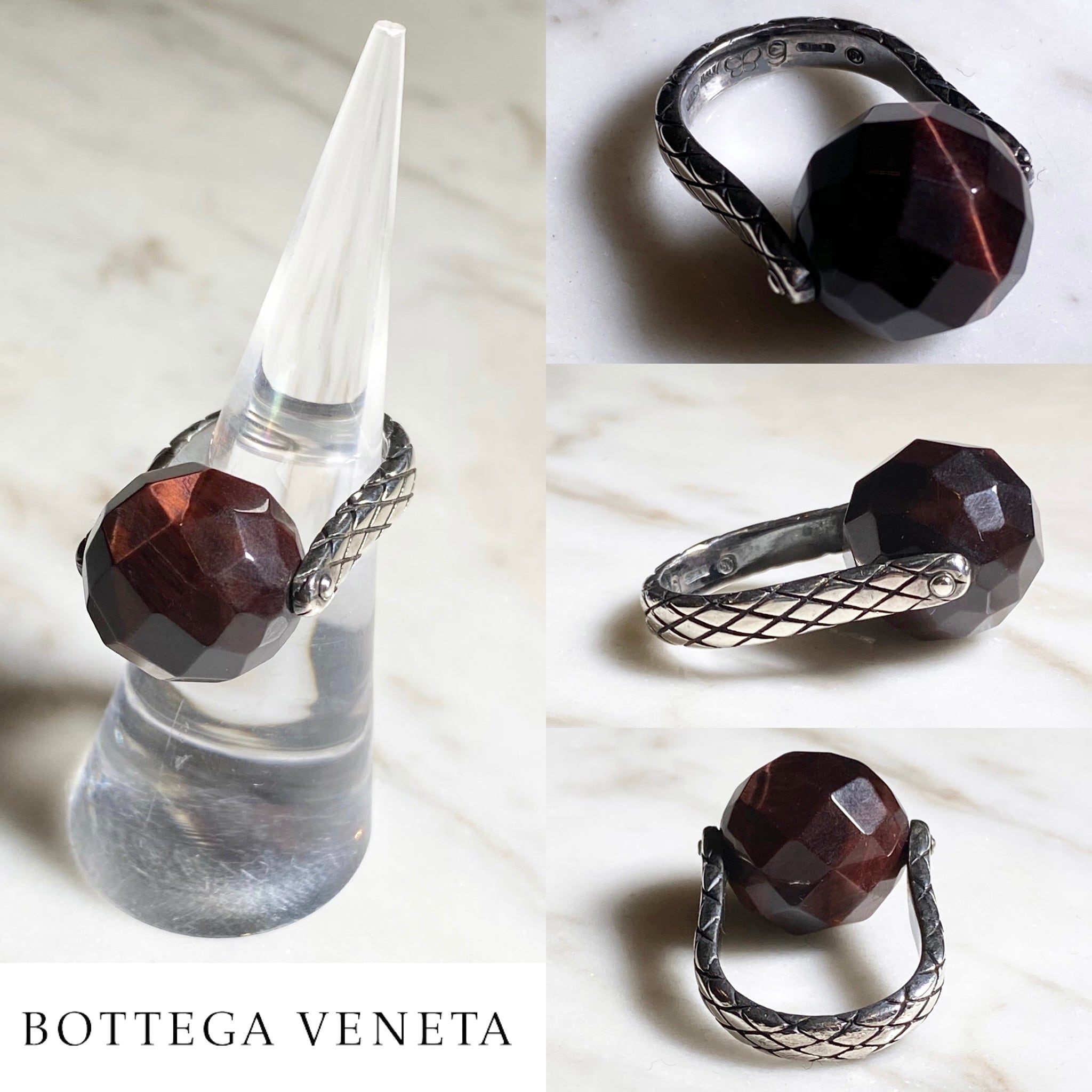 BOTTEGA VENETA silver intrecciato ball ring | NOIR ONLINE