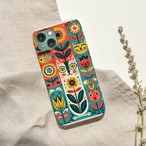 受注生産 iPhoneケース 太陽花のサイケ民芸パネル｜花モチーフ PSYF003C