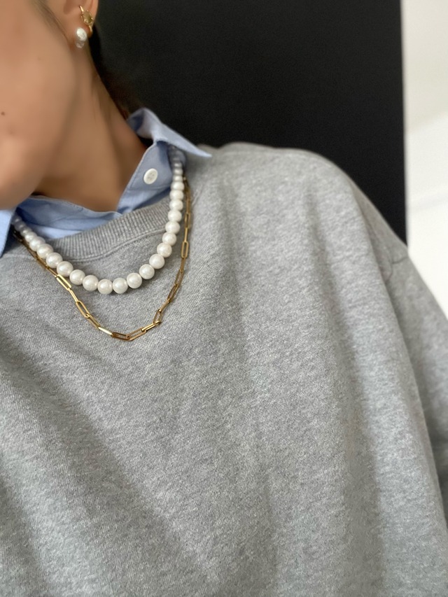 マンテルチェーン× pearl double necklace