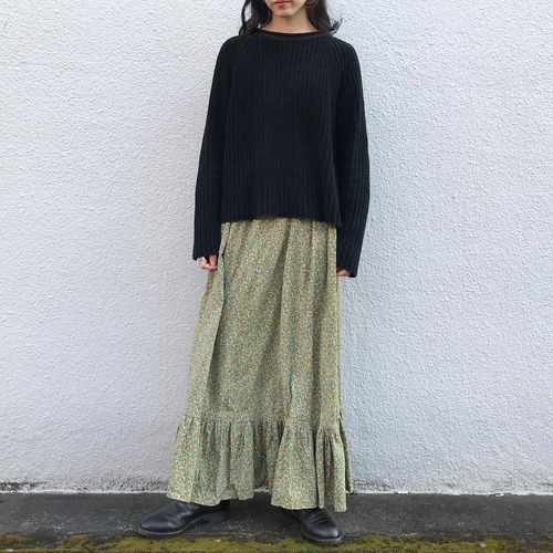 【USED】60～70's Vintage 小花柄 ティアード  ロング スカート