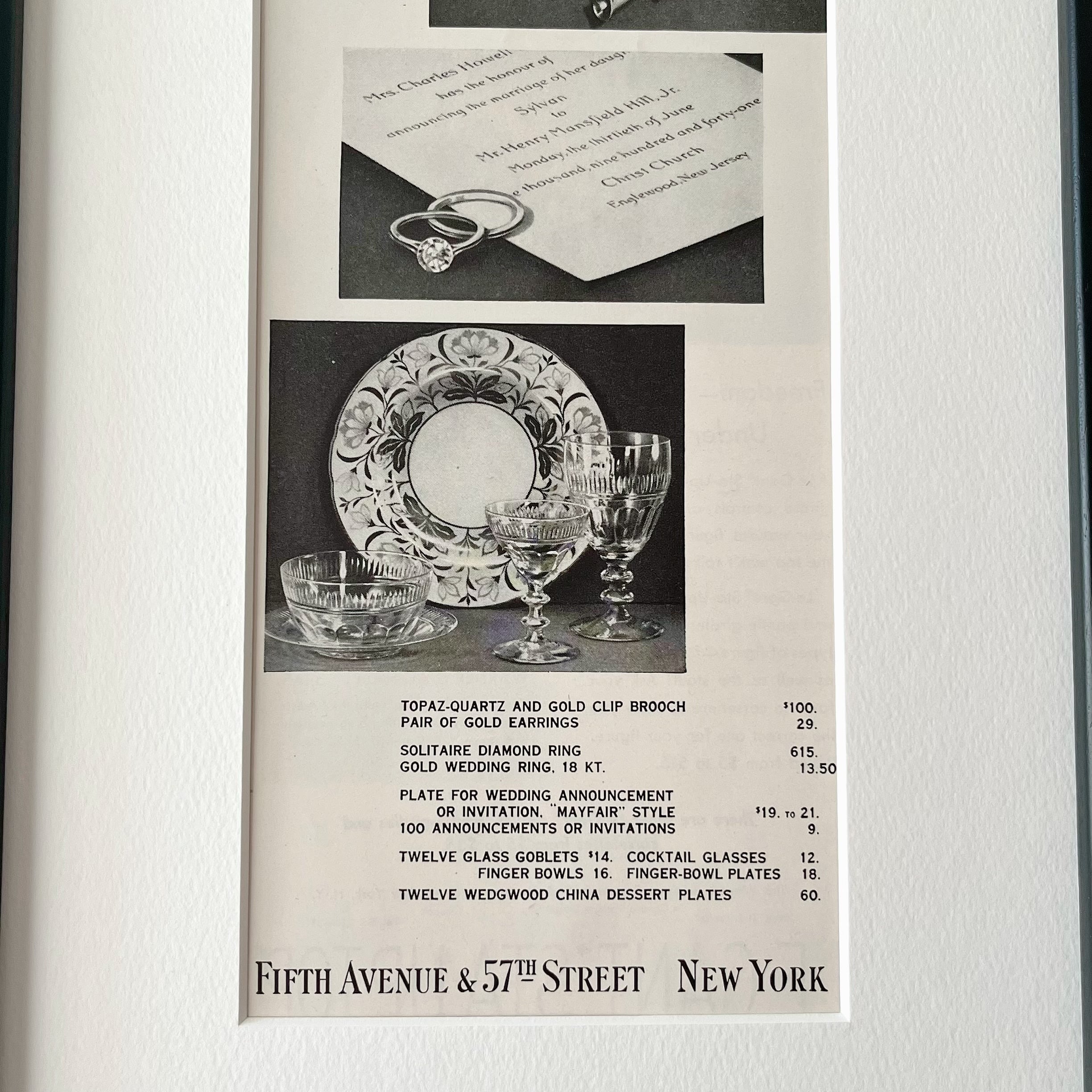 1942 広告＞ Tiffany ティファニー ポスター ヴィンテージ アート