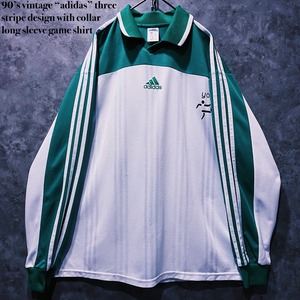 【doppio】90’s vintage “adidas” three stripe design with collar long sleeve game shirt