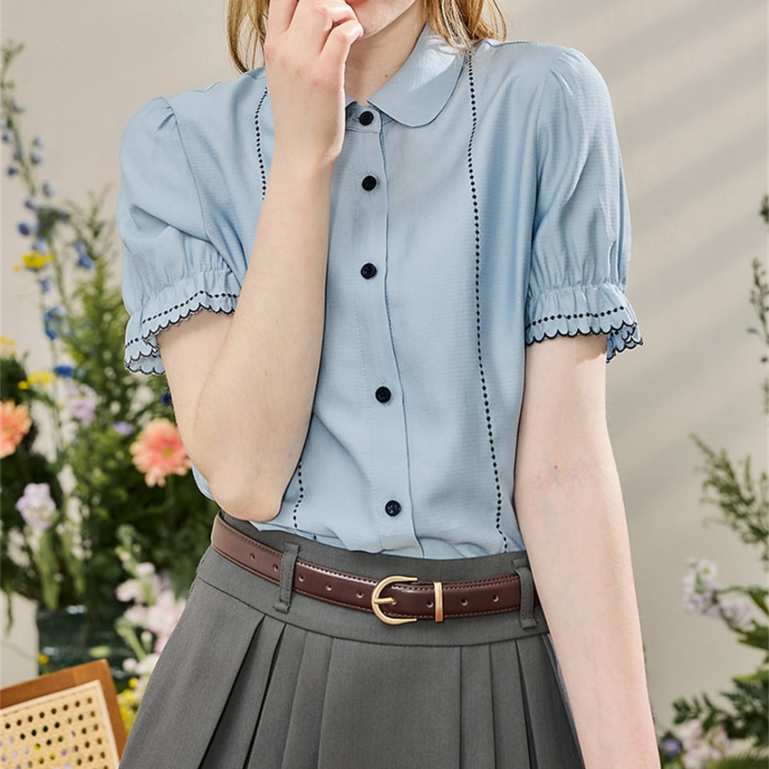 puff sleeve stitch blouse