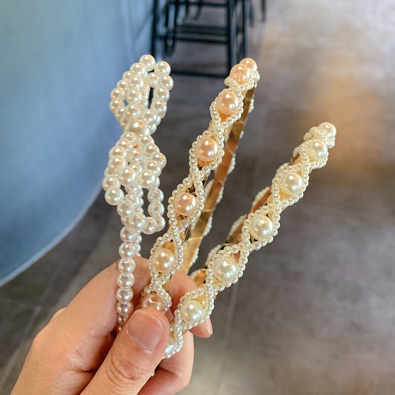 スタンダードパールヘアバンド ヘアピン アクセサリー レトロ ヘアアクセサリー 真珠 ブラック・アイド・ピーズ81474640230