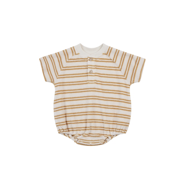 TERRY HENLEY ROMPER / HONEY STRIPE