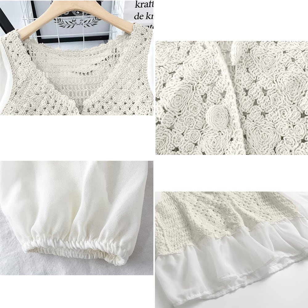 レース切り替え かぎ編み レディース トップス 春夏 韓国 きれいめ 大人 かわいい おしゃれ カジュアル 大人可愛い 大人女子