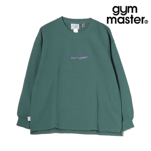 gym master ジムマスター 10.3oz DON’T WORRY BE HAPPY スウェット ビッグTEE ワイドシルエット 長袖Tシャツ メンズ レディース コットン100% メッセージTシャツ G821725 グリーン