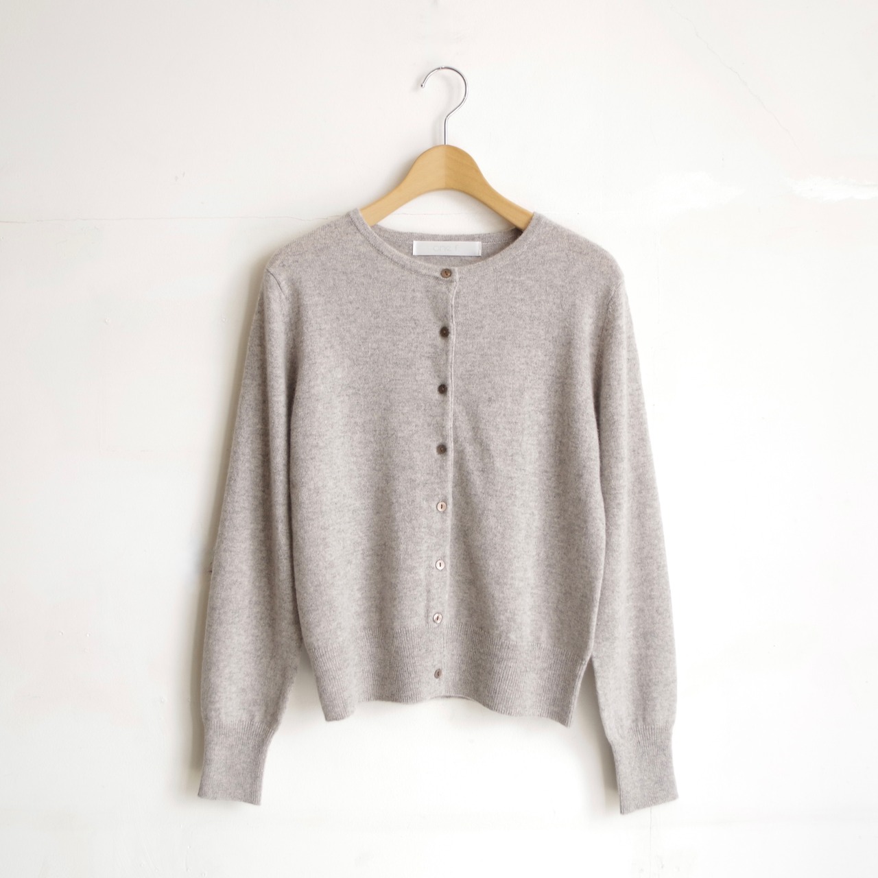 one f.  Cashmere Crew Neck Cardigan