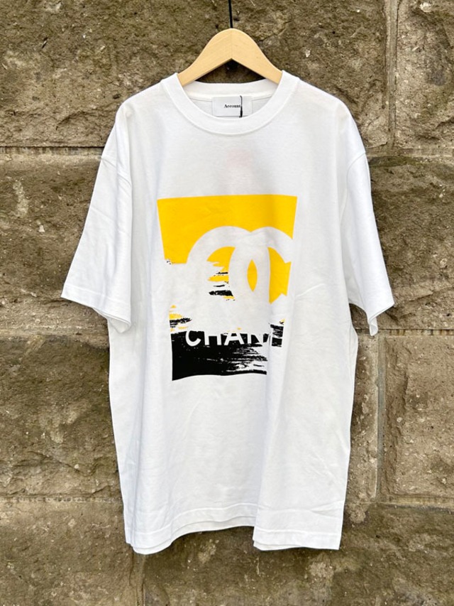 CLロゴペイントTee［Color:ホワイト×イエロー］［SIZE:XL］