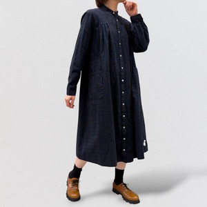 vm cashmere-touch check stand-collar one piece