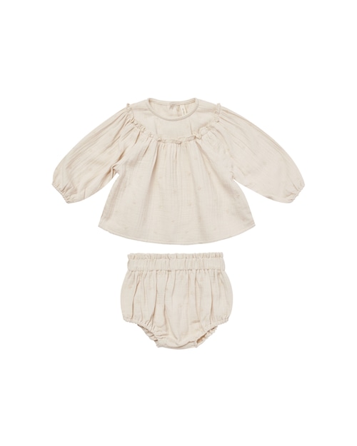 Quincy Mae - balloon sleeve blouse & bloomer / daisy embroidery