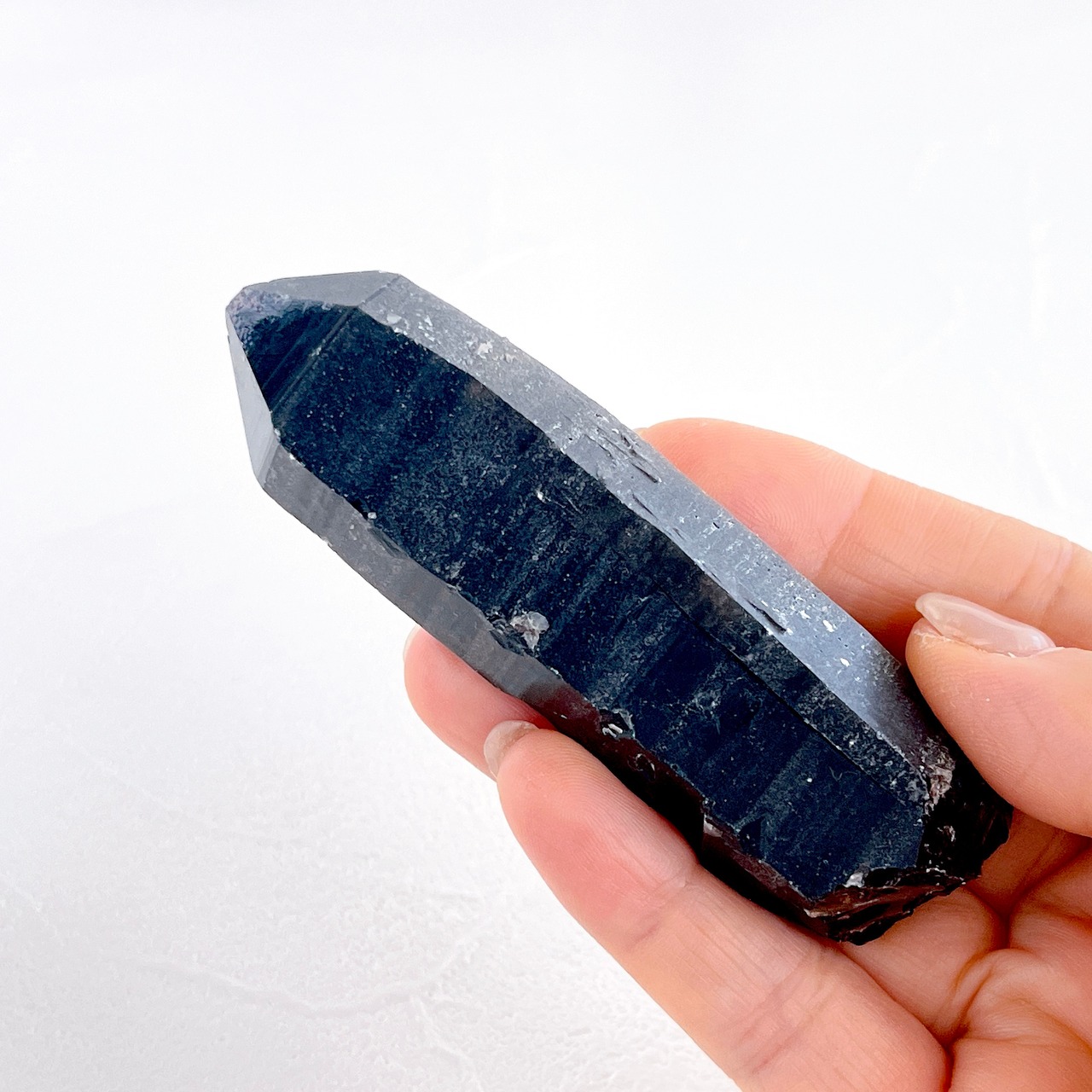 チベット産モリオンA・原石・70g ✧麻ポーチ付き✧黒水晶ポイント