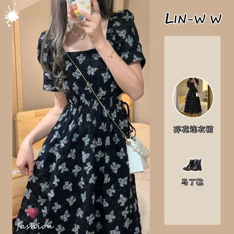 【新作】【送料無料】 フランスのハイエンドの優しいスタイルの初恋花柄ドレス女性の夏のニッチデザイン純粋な欲望中空シックなロングスカート 0240503987736