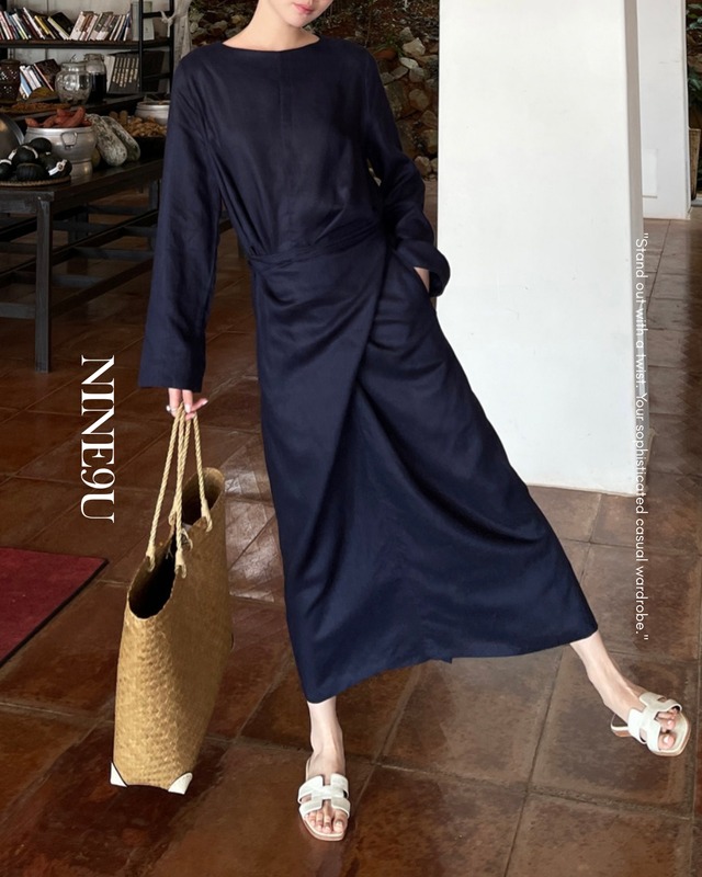 wrap skirt asymmetry one-piece【NINE0168】