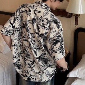 キューバカラービーチ花柄半袖シャツ　0729