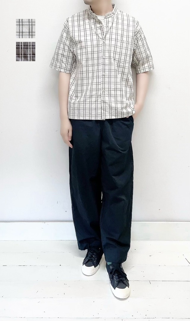 【RINEN】men's 半袖スタンドカラーシャツ / R39405