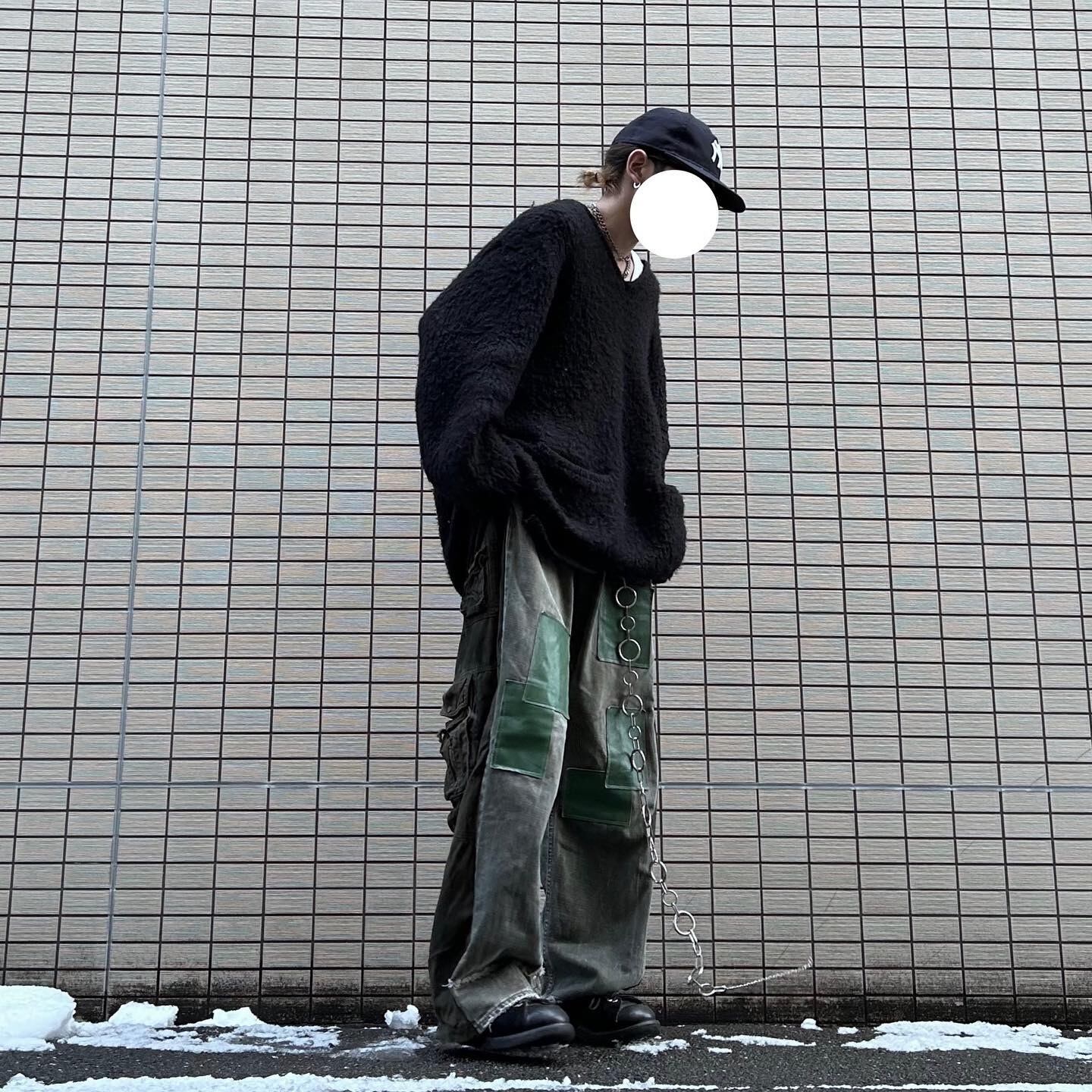 再構築 ミリタリー カーゴデニムパッチワークパンツ 極太 3D 再構築 ミリタリー カーゴデニムパッチワークパンツ 極太 3D