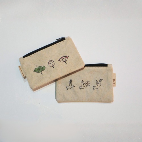Ashi｜亜紙 Flat Pouch S＊Lotus×Apsara Dance 紙ポーチ  バナナ ハンドメイド