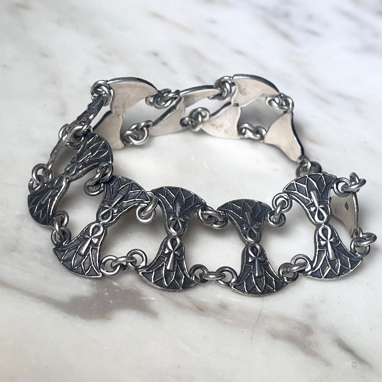 vintage ankh cross link bracelet