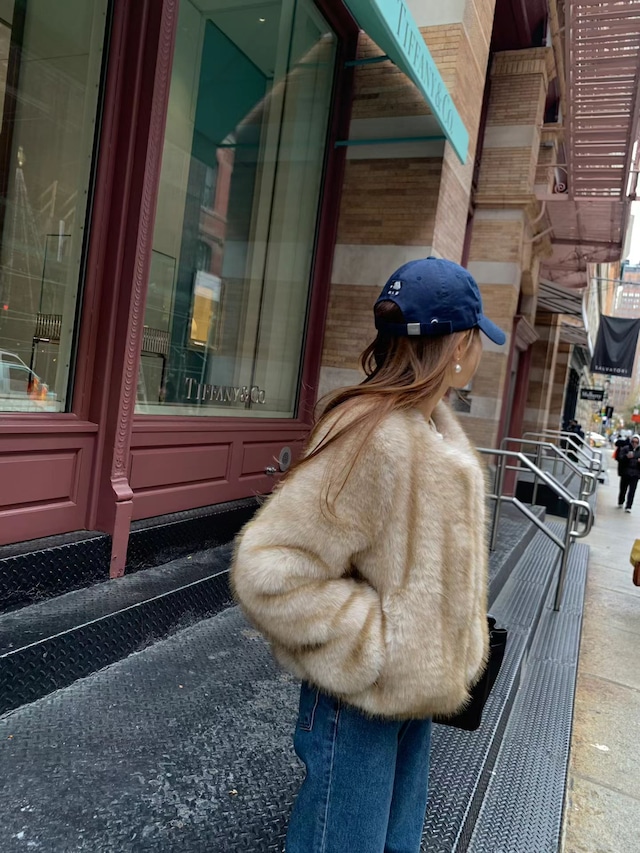 (予約) ounce / Melo round fur jacket muffler set 1color