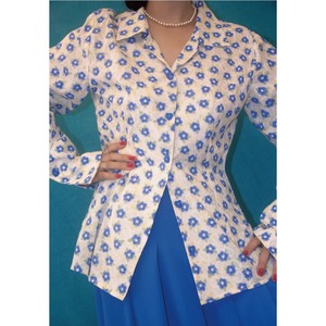 flower clusters waist-hugging shirt <2colors>