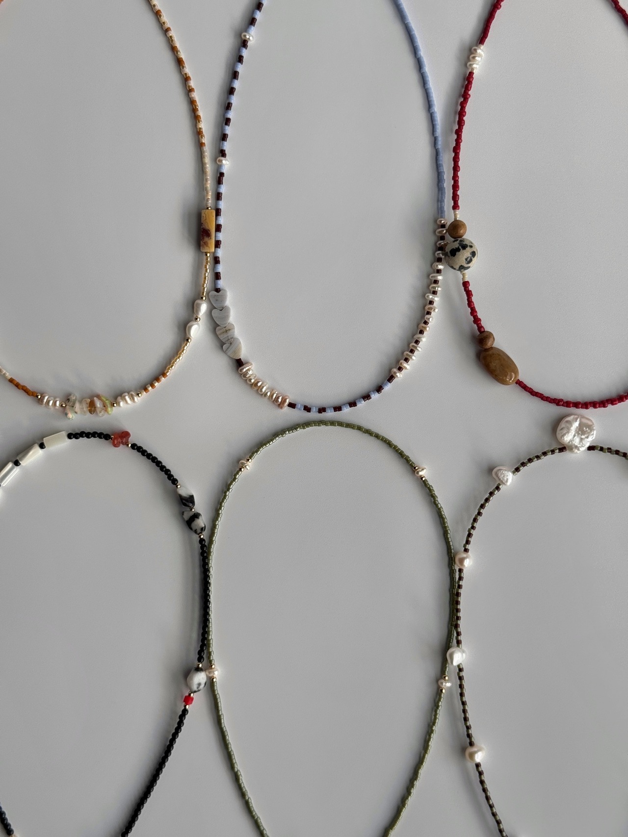 Blue ×brown  stripe Necklace［BZN33］