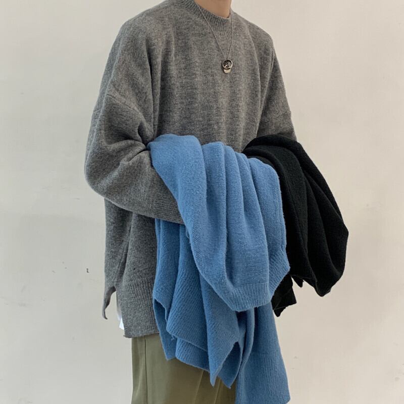 【新作】【送料無料】 Yidao Vintage 2019 Winter Tide Street Loose Thickening Couple Round Neck Sweater Men's and Women's KnitwearSpecials-アリババ ストリート ウィンター 冬物 Oネック ビンテージ hip6-161137340422007